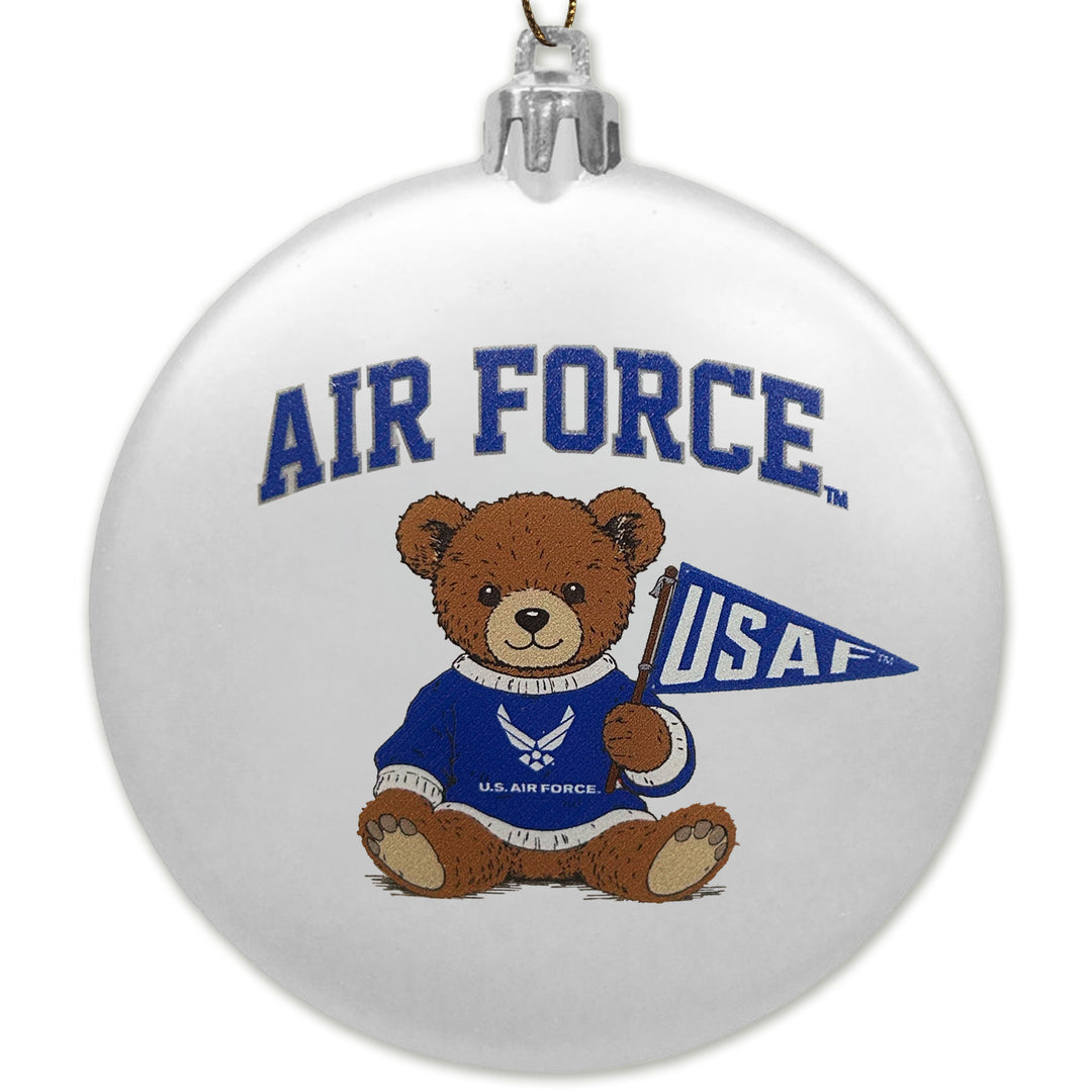Air Force Teddy Bear 3" Satin Finish Flat Shatterproof Ornament (White)
