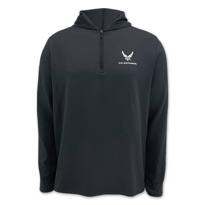 Air Force Under Armour Hooded Long Sleeve Zip Tee (Black)