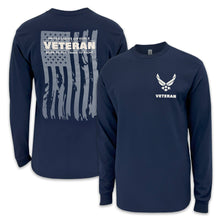 Load image into Gallery viewer, Air Force Veteran Flag Long Sleeve T-Shirt (Navy)