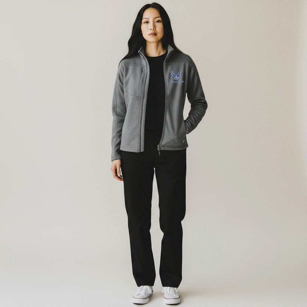 Air Force Wings Ladies Flash Performance Knit Jacket (Dark Ash)