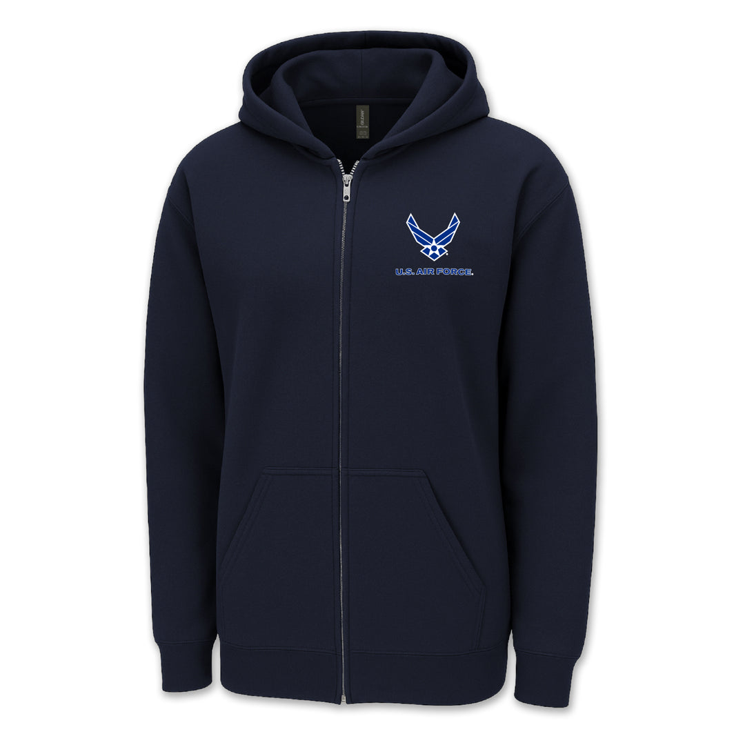 Air Force Wings Left Chest Logo Full Zip Hood