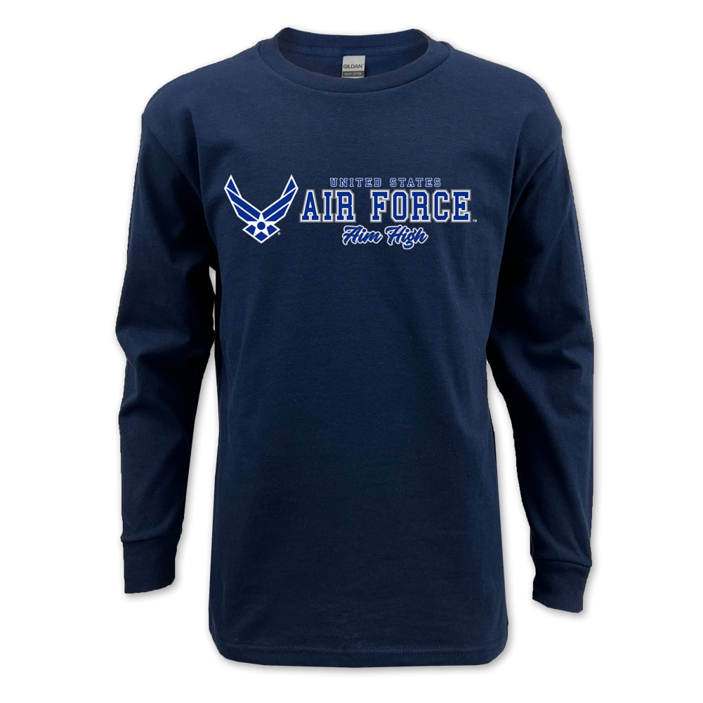Pick Your Design Air Force Youth Long Sleeve T-Shirt (Navy)