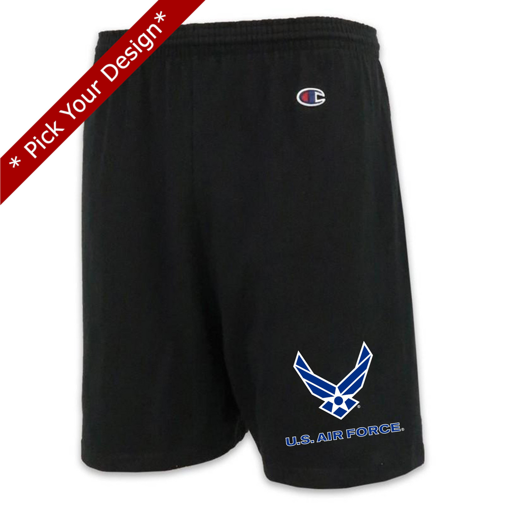 Pick Your Design Air Force Champion Cotton Shorts (Black)