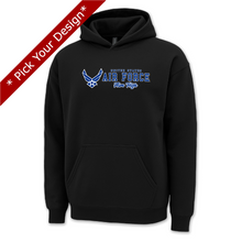 Load image into Gallery viewer, Pick Your Design Air Force Hooded Sweatshirt (Black)