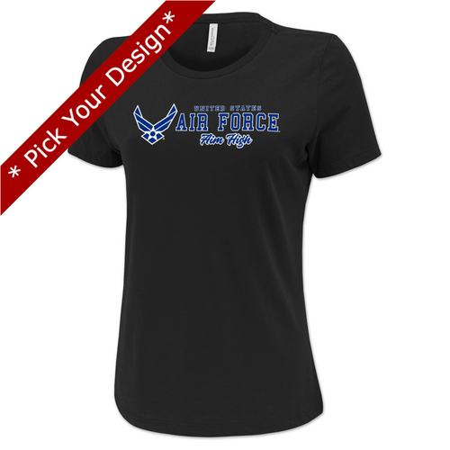 Pick Your Design Air Force Ladies T-Shirt (Black)