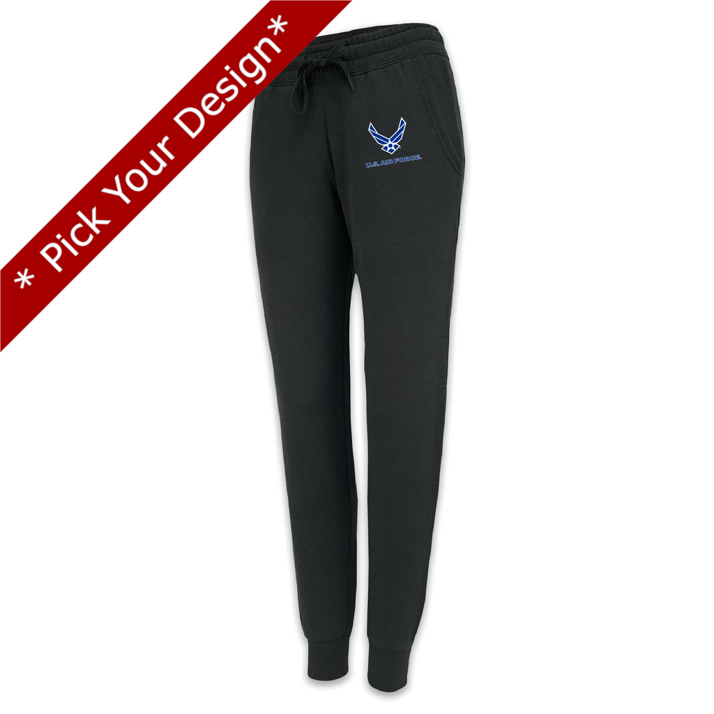 Pick Your Design Air Force Ladies Sweatpants (Black)