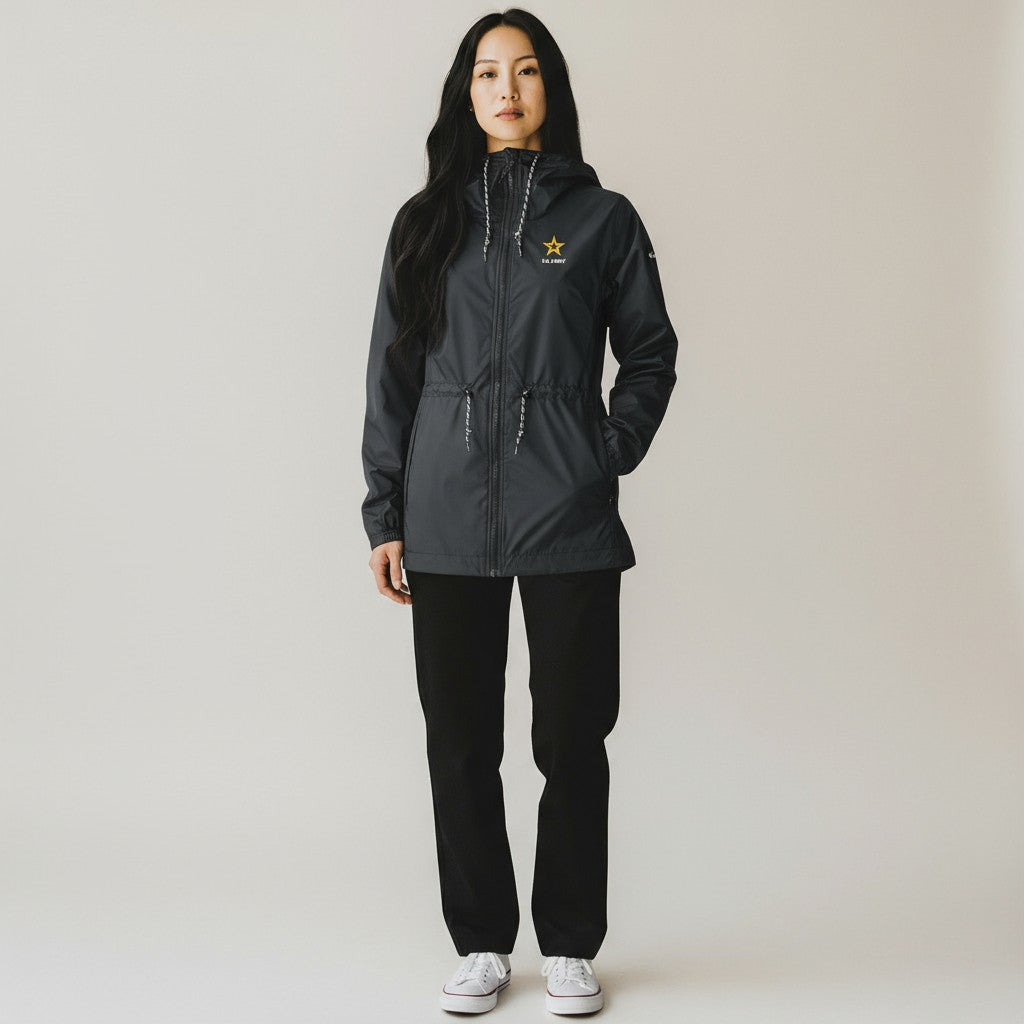 Army Star Columbia Women's Lily Park Rain Jacket (Black)*