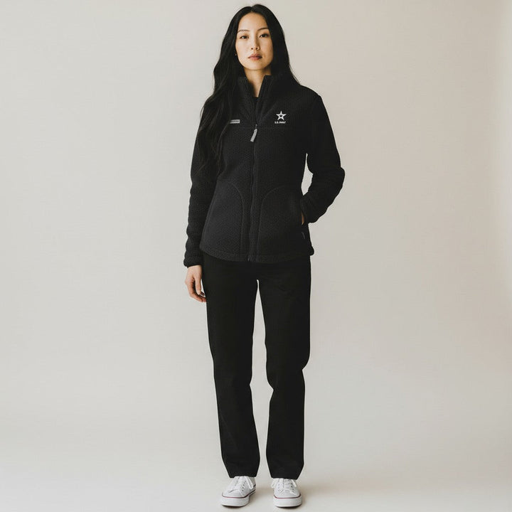 Army Star Columbia Women's West Bend Full Zip Fleece Jacket (Black)*