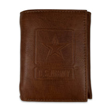 Load image into Gallery viewer, Army Star Genuine Leather Trifold Wallet (Brown)