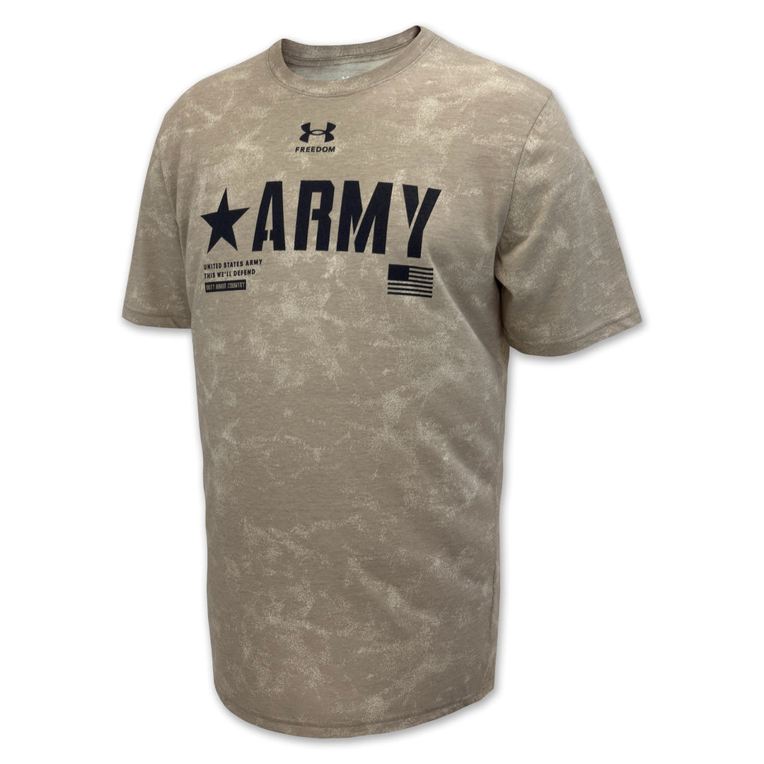 Army Under Armour Freedom Performance Cotton Washed T-Shirt (Tan)