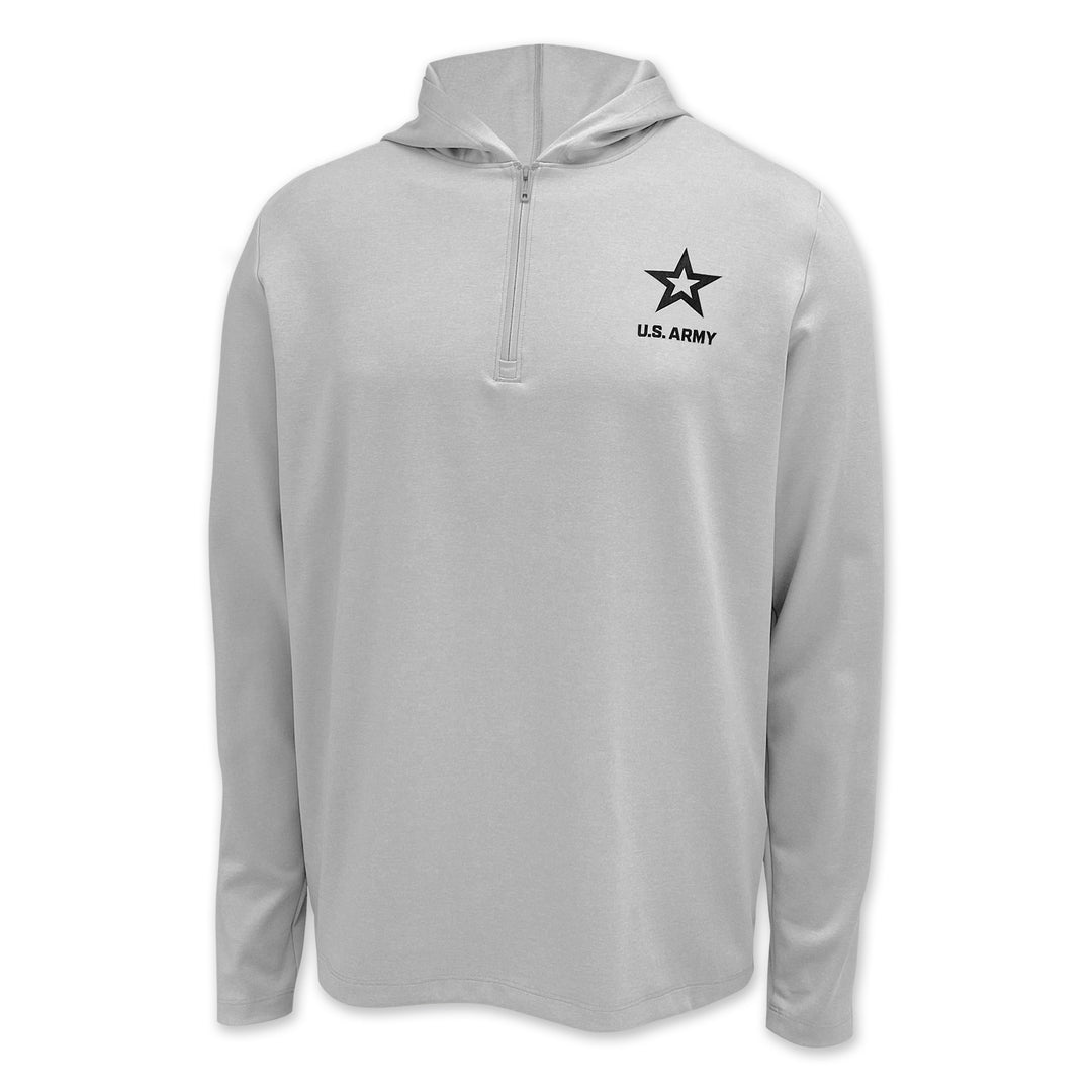 Army Under Armour Hooded Long Sleeve Zip Tee (Grey)