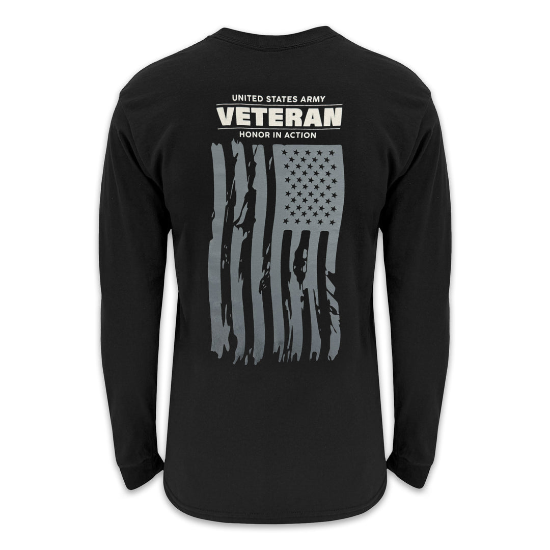 Army Veteran Flag Long Sleeve T-Shirt (Black)