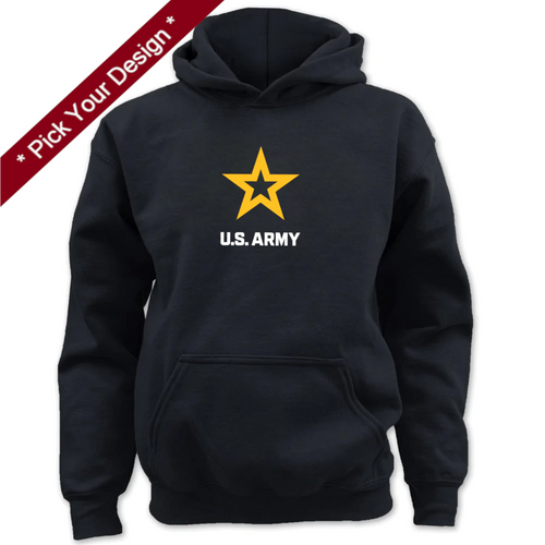 Pick Your Design Army Youth Hooded Sweatshirt (Black)