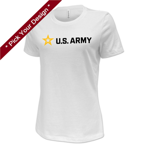 Pick Your Design Army Ladies T-Shirt (White)