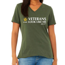Load image into Gallery viewer, Army Lady Vet Looks Like Me Ladies V-Neck T-Shirt