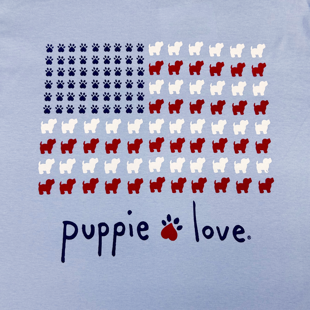 Puppie Love USA Youth Flag T-Shirt (Light Blue)