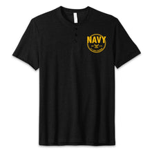 Load image into Gallery viewer, Navy Veteran Mens Henley T-Shirt