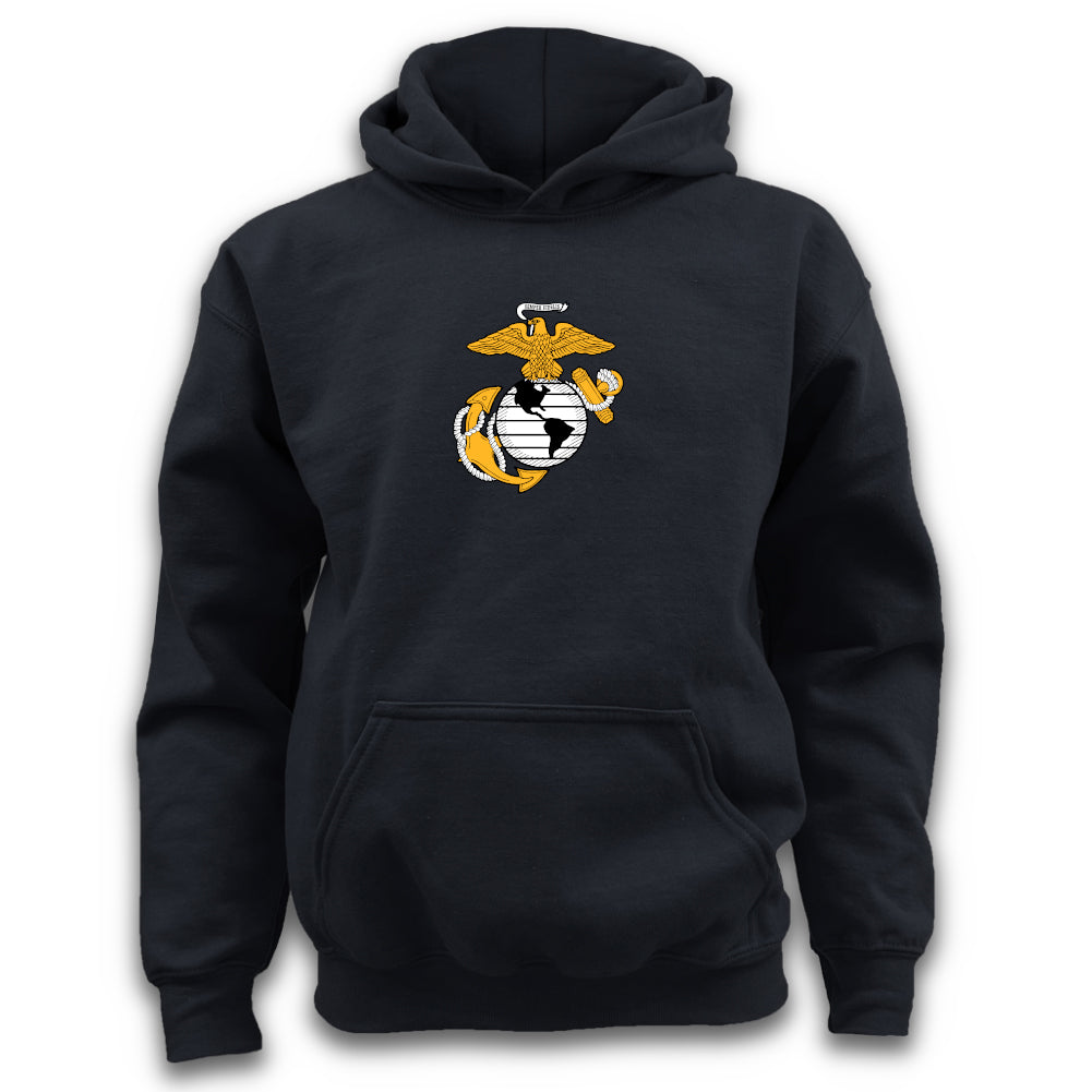 Pick Your Design Marines Youth Hooded Sweatshirt (Black)