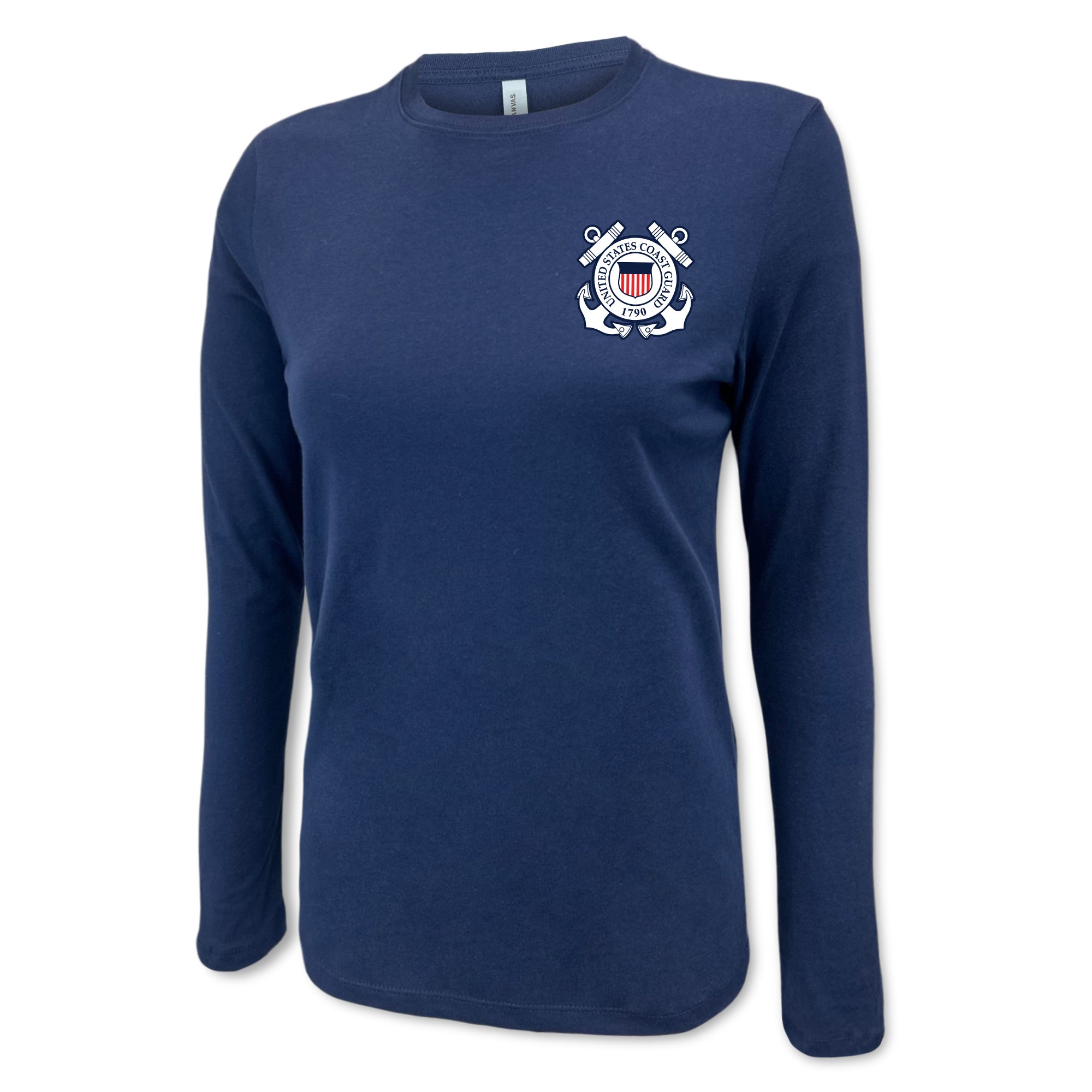 Pick Your Design Coast Guard Ladies Long Sleeve T-Shirt (Navy)