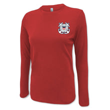 Load image into Gallery viewer, Pick Your Design Coast Guard Ladies Long Sleeve T-Shirt (Red)