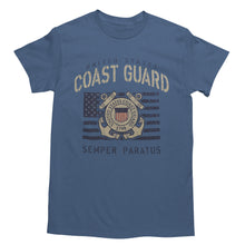 Load image into Gallery viewer, Coast Guard Vintage Stencil T-Shirt (Indigo Blue)