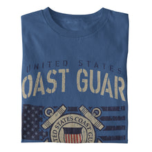 Load image into Gallery viewer, Coast Guard Vintage Stencil T-Shirt (Indigo Blue)