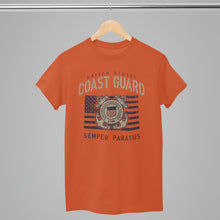 Load image into Gallery viewer, Coast Guard Vintage Stencil T-Shirt (Orange)