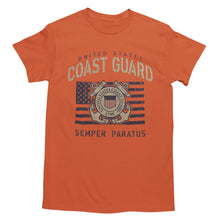Load image into Gallery viewer, Coast Guard Vintage Stencil T-Shirt (Orange)
