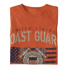 Load image into Gallery viewer, Coast Guard Vintage Stencil T-Shirt (Orange)