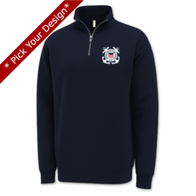 Load image into Gallery viewer, Pick Your Design Coast Guard 1/4 Zip Sweatshirt (Navy)