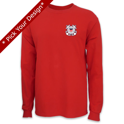 Pick Your Design Coast Guard Long Sleeve T-Shirt (Red)