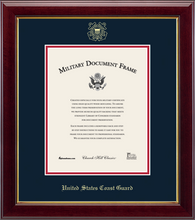 Load image into Gallery viewer, U.S. Coast Guard Gold Embossed Certificate Frame (vertical)*