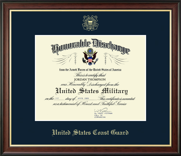 U.S. Coast Guard Honorable Discharge Certificate Frame (11x8.5)*