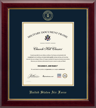 Load image into Gallery viewer, U.S. Air Force Gold Embossed Certificate Frame (Vertical)*