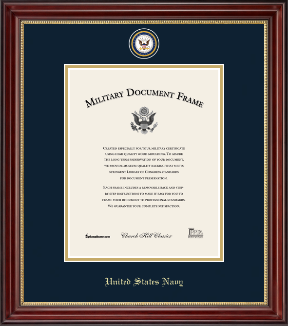 U.S. Navy Masterpiece Medallion Certificate Frame (Vertical)