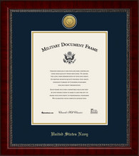 Load image into Gallery viewer, U.S. Navy Gold Engraved Certificate Frame (Vertical)