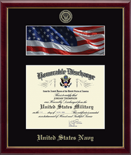 Load image into Gallery viewer, U.S. Navy Photo and Honorable Discharge Certificate Frame (11x8.5)