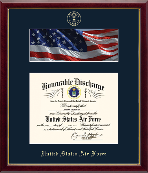 U.S. Air Force Photo and Honorable Discharge Certificate Frame (11x8.5)