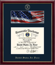 Load image into Gallery viewer, U.S. Air Force Photo and Honorable Discharge Certificate Frame (11x8.5)