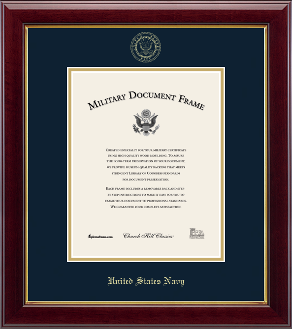 U.S. Navy Gold Embossed Certificate Frame (Vertical)