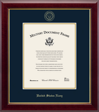 Load image into Gallery viewer, U.S. Navy Gold Embossed Certificate Frame (Vertical)*