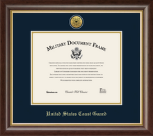 Load image into Gallery viewer, U.S. Coast Guard Gold Engraved Medallion Frame (Horizontal)*
