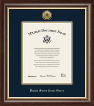 Load image into Gallery viewer, U.S. Coast Guard Gold Engraved Medallion Frame (Vertical)*
