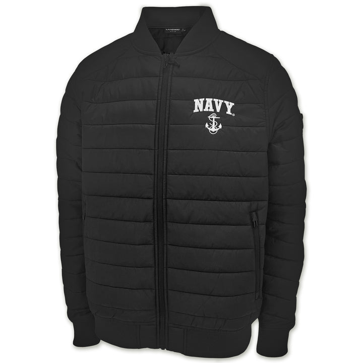 Navy Anchor Paradox Polyloft Bomber Jacket (Black)