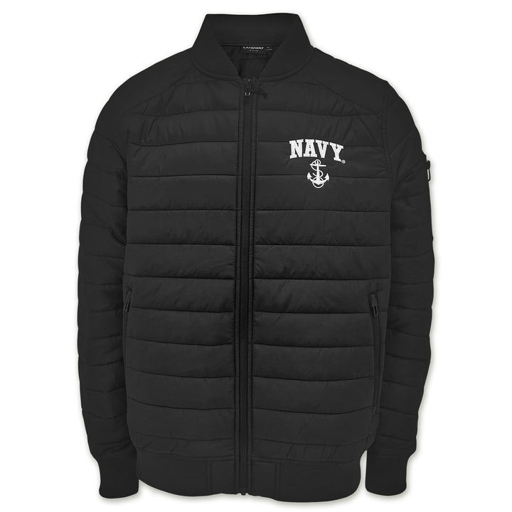 Navy Anchor Paradox Polyloft Bomber Jacket (Black)