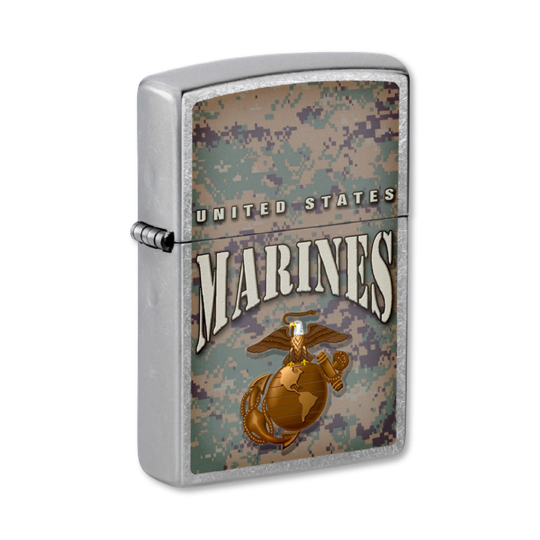United States Marines EGA Street Chrome Zippo (Camo)