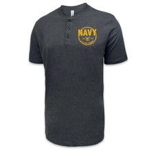 Load image into Gallery viewer, Navy Veteran Mens Henley T-Shirt