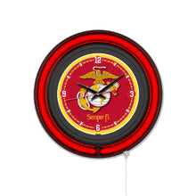 Load image into Gallery viewer, United States Marine Corps Double Neon Wall Clock*