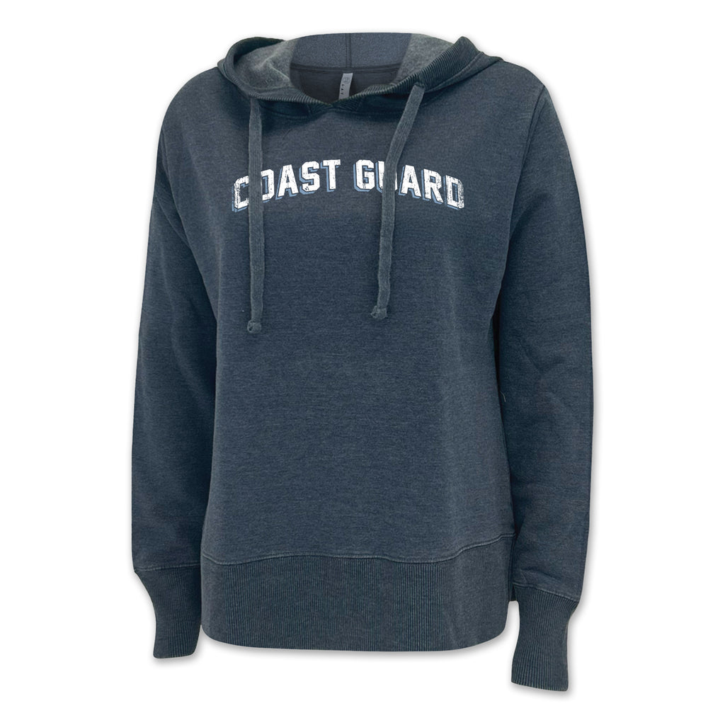 Coast Guard Ladies Distressed Arch Hood (Washed Navy)