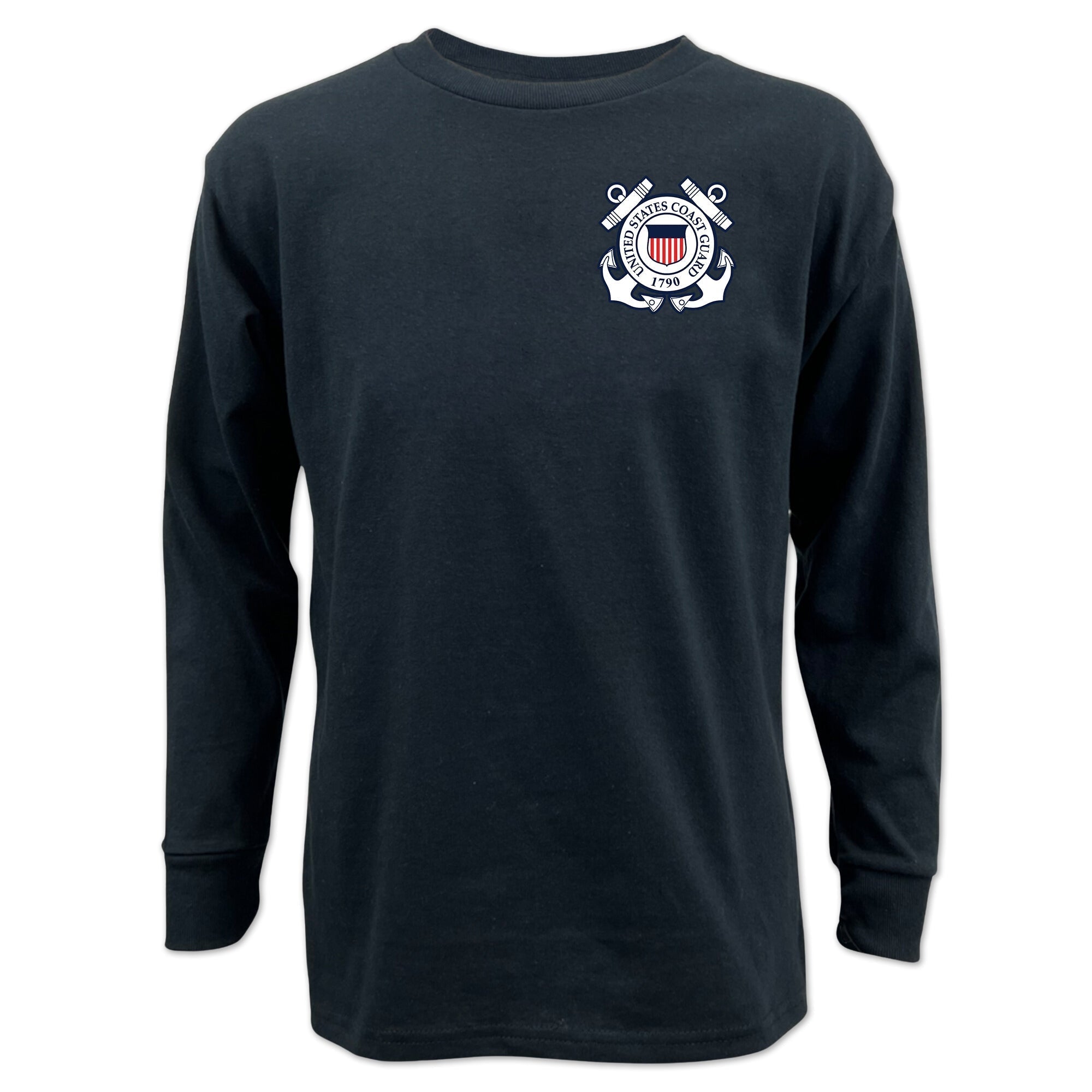 Pick Your Design Coast Guard Youth Long Sleeve T-Shirt (Black)